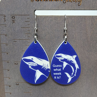 Guess what week it is? Shark Week Earrings | 3" long | Stainless Steel