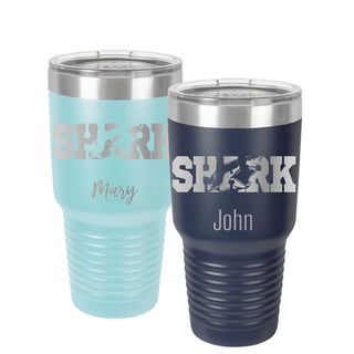 Shark Customized Tumbler | 30 oz. Stainless Steel Ringneck Tumbler | Double Wall Vacuum Insulated | 17 Colors