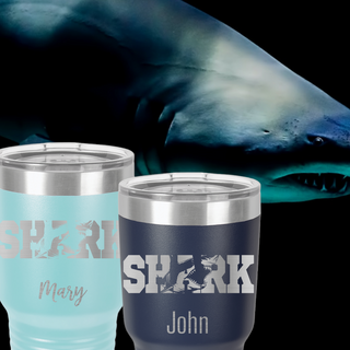 Shark Customized Tumbler | 30 oz. Stainless Steel Ringneck Tumbler | Double Wall Vacuum Insulated | 17 Colors