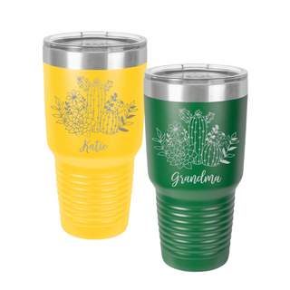 Cactus Garden Personalized Customized Tumbler | 30 oz. Stainless Steel Ringneck Tumbler | Double Wall Vacuum Insulated | 17 Colors