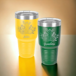Cactus Garden Personalized Customized Tumbler | 30 oz. Stainless Steel Ringneck Tumbler | Double Wall Vacuum Insulated | 17 Colors