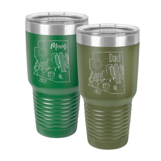 Arizona State Cactus Your Name Mom Dad Personalized Customized Tumbler | 30 oz. Stainless Steel Ringneck Tumbler | Double Wall Vacuum Insulated | 17 Colors