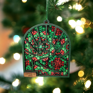 Personalized Arizona State Christmas Ornament Cactus Sun Stained Glass Poinsettia Green Red Custom