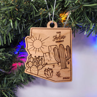 Arizona State Desert Cactus Garden Landscape Ornament Merry Christmas | Customized Personalized | Christmas Gift Exchange