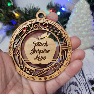 Teacher Christmas Ornament Customized Teacher Name Year Personalized Ornament | Teacher Gift Present
