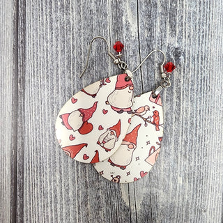 Valentine's Day Gnome's heart Earrings | 3" long | Stainless Steel