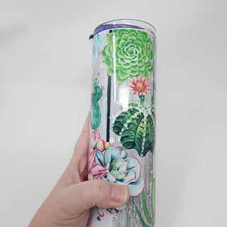 Cactus Blossom Succulent 20oz Skinny Tumbler | Stainless Steel Tumbler with Straw & Lid