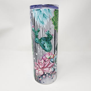 Cactus Blossom Succulent 20oz Skinny Tumbler | Stainless Steel Tumbler with Straw & Lid