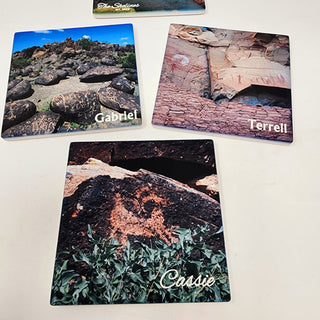Arizona Desert Petroglyphs Sandstone Coasters 3.94" 3.94" x 0.24" | SET OF 4