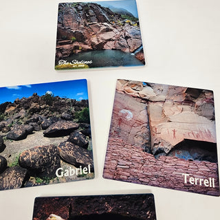 Arizona Desert Petroglyphs Sandstone Coasters 3.94" 3.94" x 0.24" | SET OF 4