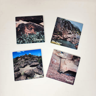 Arizona Desert Petroglyphs Sandstone Coasters 3.94" 3.94" x 0.24" | SET OF 4
