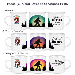 Sasquatch Research Team Bigfoot Camp Mug Campfire Enamel coated Stainless Steel Mug | 12 oz size | Personalized