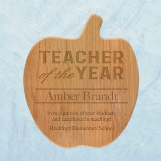 Teacher Award 8" x 9 1/2" Alder Wood Apple shape Plaque