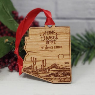 Arizona State Shape Desert Cactus Landscape Christmas Ornament | Customized Personalized | Home Sweet Home | Christmas Gift Exchange