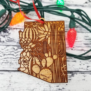 Arizona State Desert Landscape Cactus Ornament