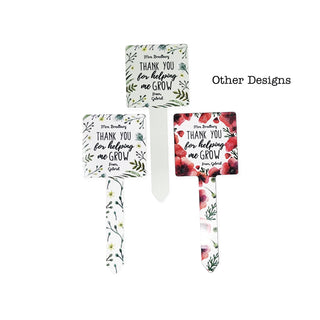Customized Thank You for Helping me Grow Red Poppies Flowers Garden Stakes Square Aluminum Metal Plant Stake - 6.9" x 2.75" | Teacher Gift Appreciation | Decorations