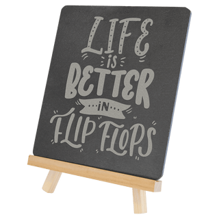 Slate Tile on Wood Easel 6 3/4" x 7 3/4" - Customize Teacher Gift Wedding Gift Craft Fair Signage Home Decor