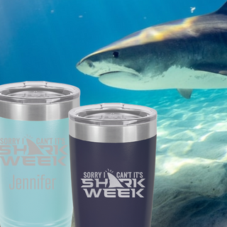Sorry I Can't It's Shark Week | 20 oz. Stainless Steel Ringneck Tumbler | 17 Colors