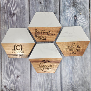 Wedding Marble Wood Coasters