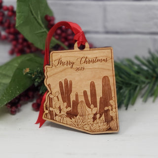 Arizona State Desert Cactus Garden Landscape Ornament Merry Christmas | Customized Personalized | Christmas Gift Exchange